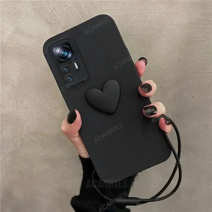 Phone Case with Love Heart Ring Holder For Xiaomi Mi 12 11 10 A C S T X Pro Lite Lanyard Wrist Strap