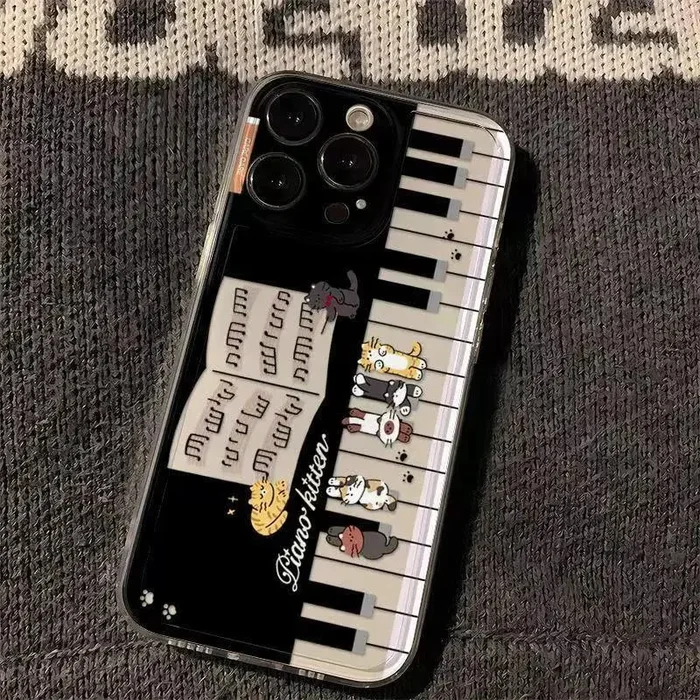 Piano With Cartoon Cat Phone Case