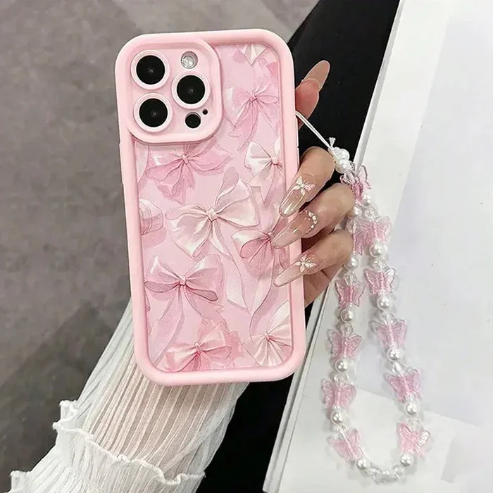 Pink Bow Pattern Silicone Phone Case