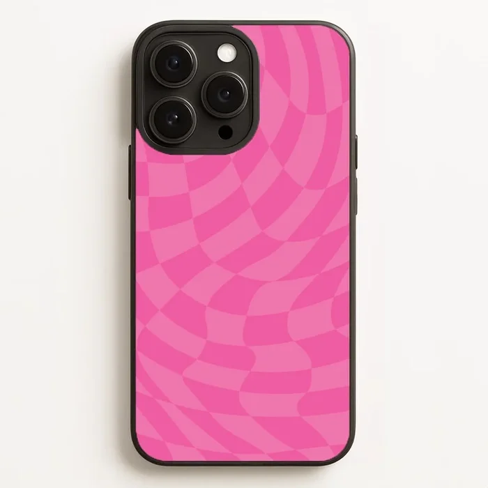 Pink Trippy Checkerboard Pattern Phone Case
