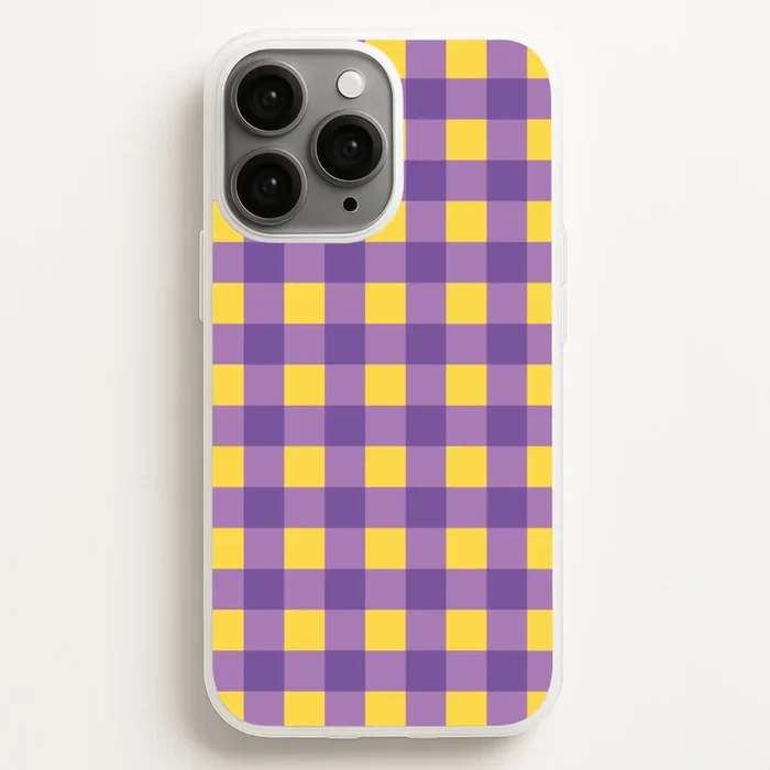 Purple And Yellow Checkered Pattern Phone Case