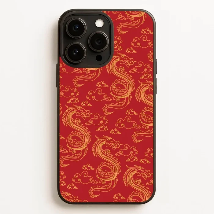 Red And Gold Dragon Pattern Phone Case