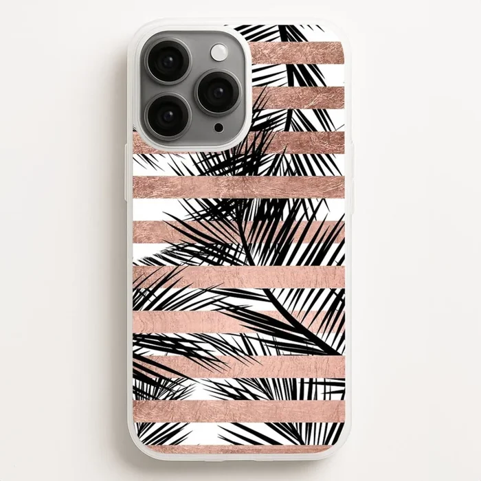 Rose Gold Tropical Palm Leaf Pattern Phone Case
