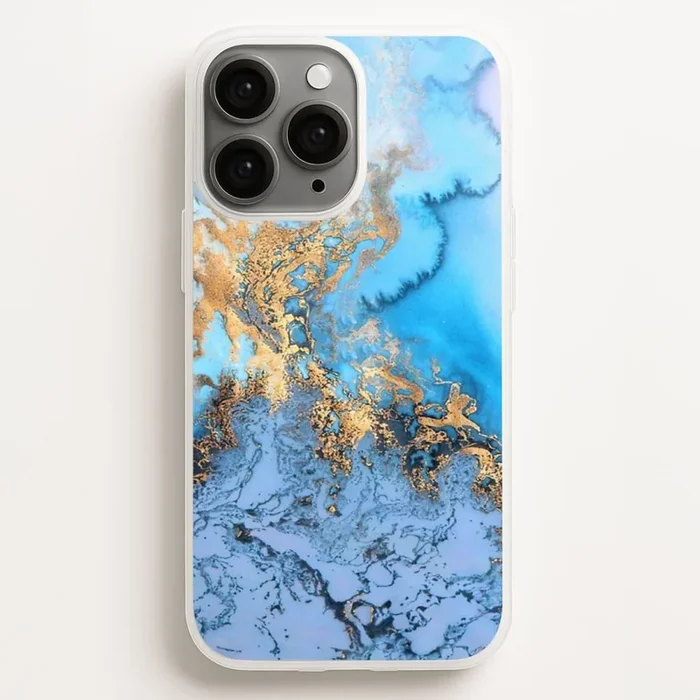 Sea Blue and Gold Marble Phone Case