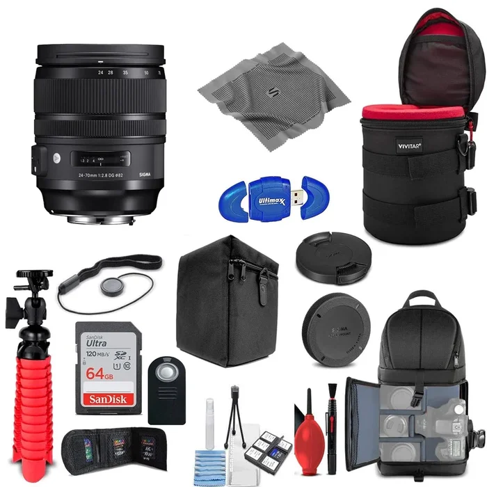 Sigma 24-70mm f/2.8 DG OS HSM Art Lens for Nikon W/ Dual Camera Bag & More