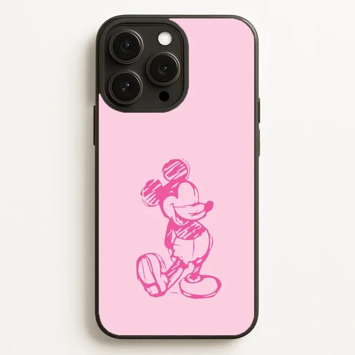 Sketched Mouse Outline Pink Phone Case