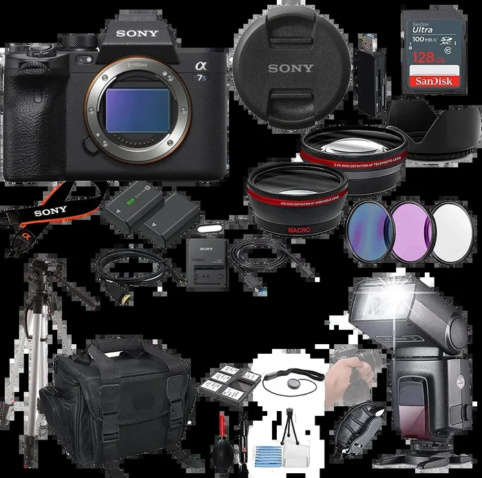 Sony a7S III Mirrorless Camera – ILCE7SM3/B with Prime Accessory Package Including 128GB Memory, TTL Flash, Replacement Battery, Auxiliary Lenses & More