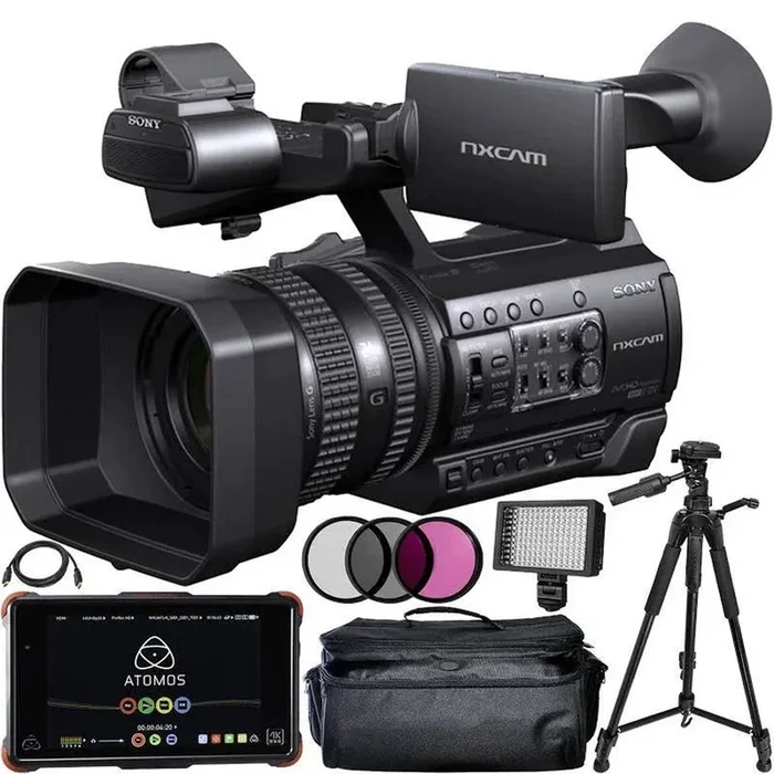 Sony HXR-NX100 HD NXCAM Camcorder with Atomos Ninja Flame 7″ Accessory Bundle
