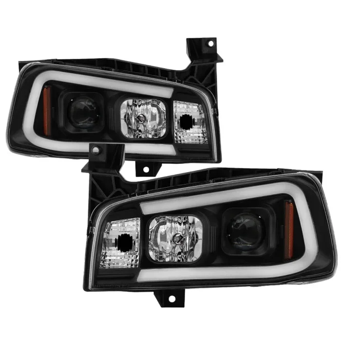 Spyder Dodge Charger 06-10 Projector Headlights – LED Light Bar – Black PRO-YD-DCH05V2-LB-BK