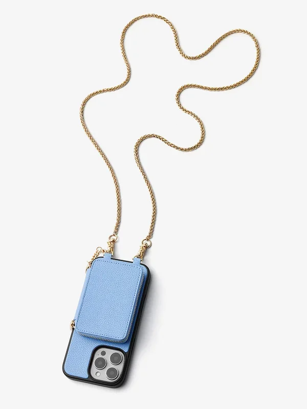 スリムメタルチェーン – 取り外し可能なマグネット式携帯電話財布ケース（ショルダーストラップ付き）