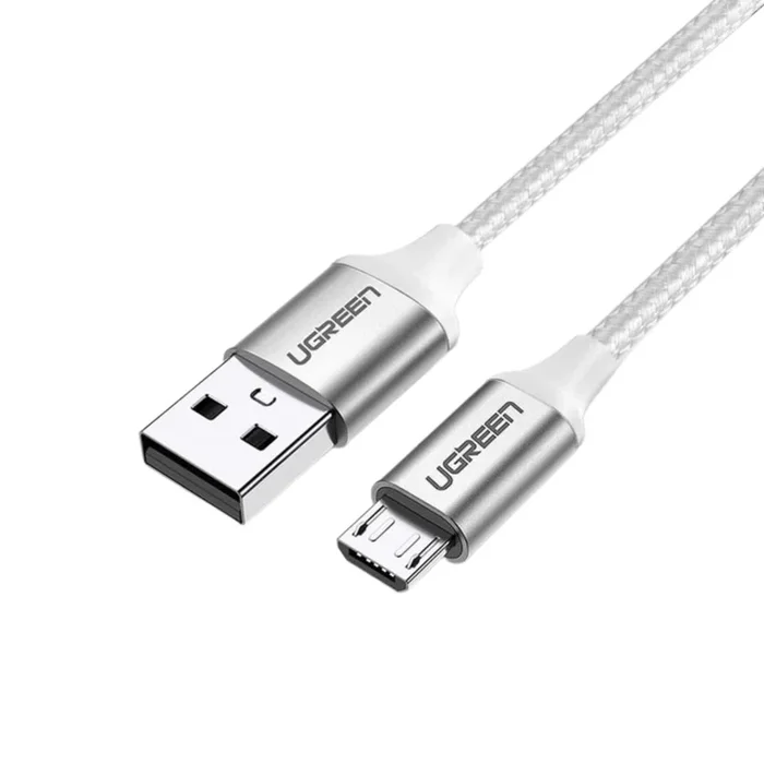 UGREEN Micro USB to USB 2.0 2.4A Nickel Plated Charging Cable with 480Mbps Data Speed Nylon Braided Cord (Available in 1M, 1.5M, 2M) | 6015