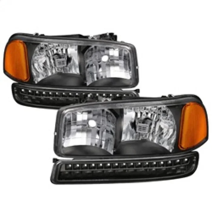 xTune GMC Sierra 99-06 /Yukon 00-06 Headlights & LED Bumper Lights – Black HD-JH-GS99-LED-SET-BK