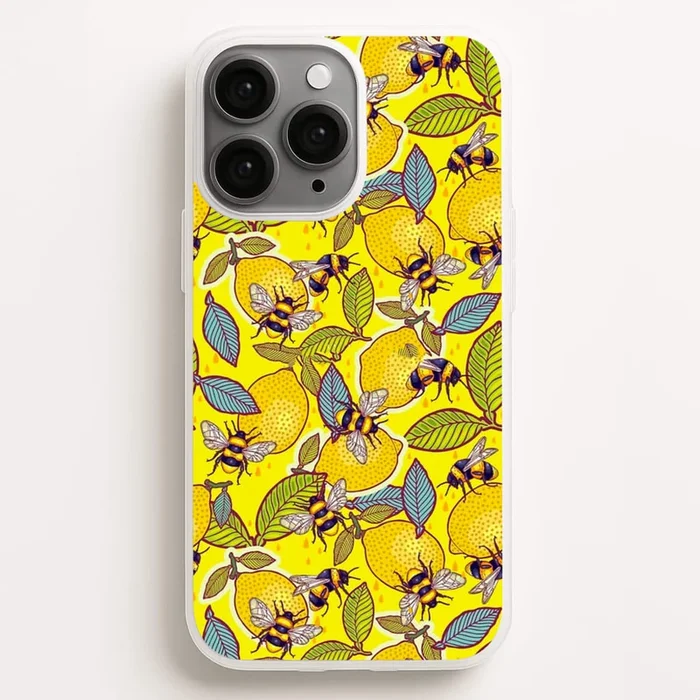 Yellow Lemon and Bee Phone Case